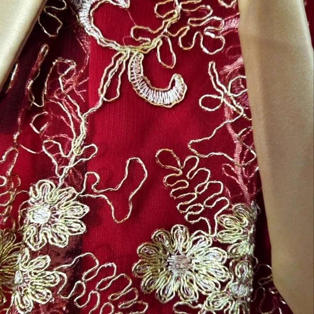 NWT Burgundy/red and gold dress. Size 4T